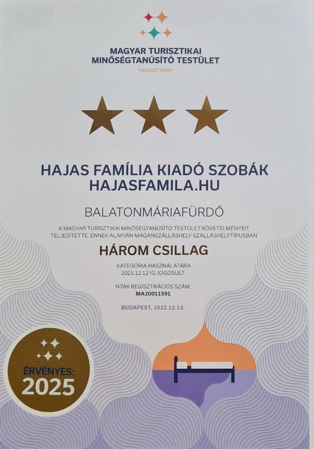 Hajas Familia Kiado Szobak Balatonmáriafürdő 외부 사진